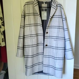 Everlane Cocoon Window Pane Print Grey Coat 6